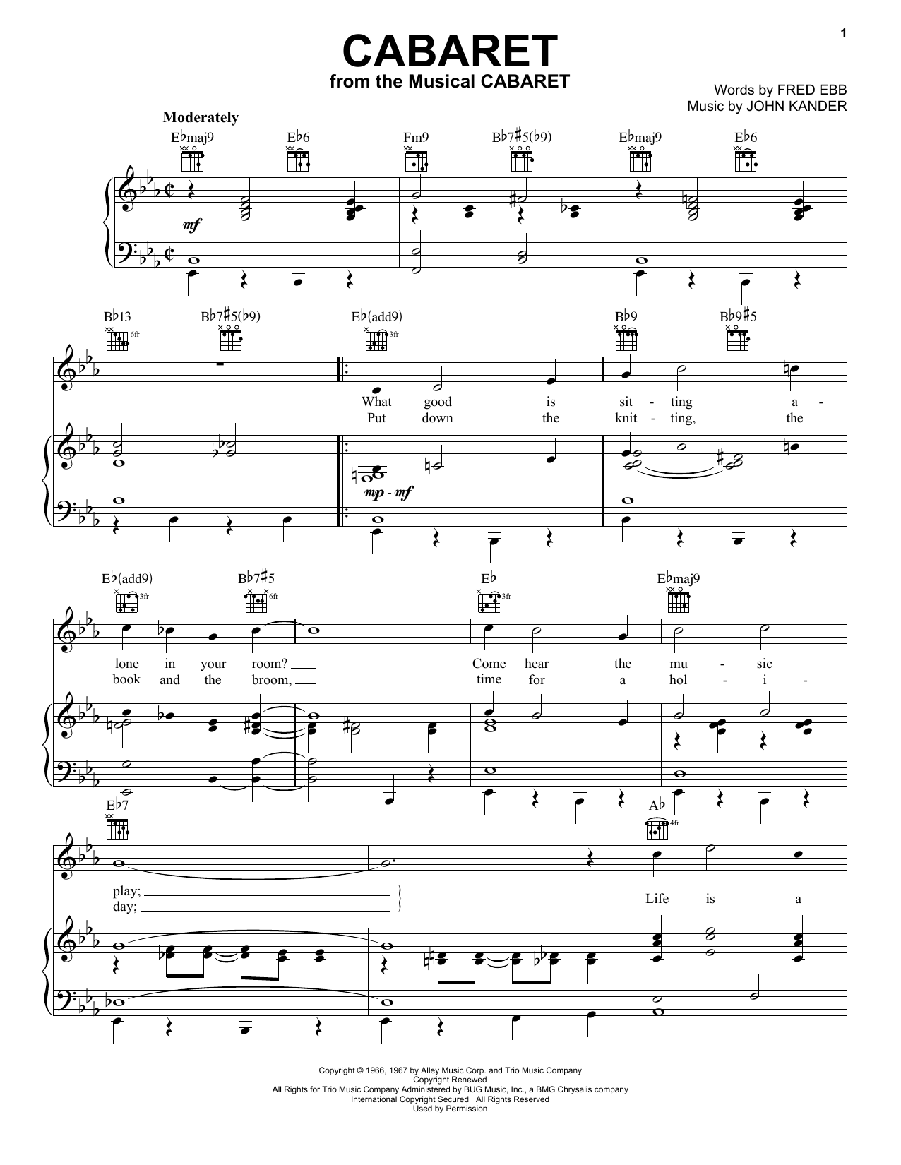 Download Kander & Ebb Cabaret Sheet Music and learn how to play Keyboard PDF digital score in minutes