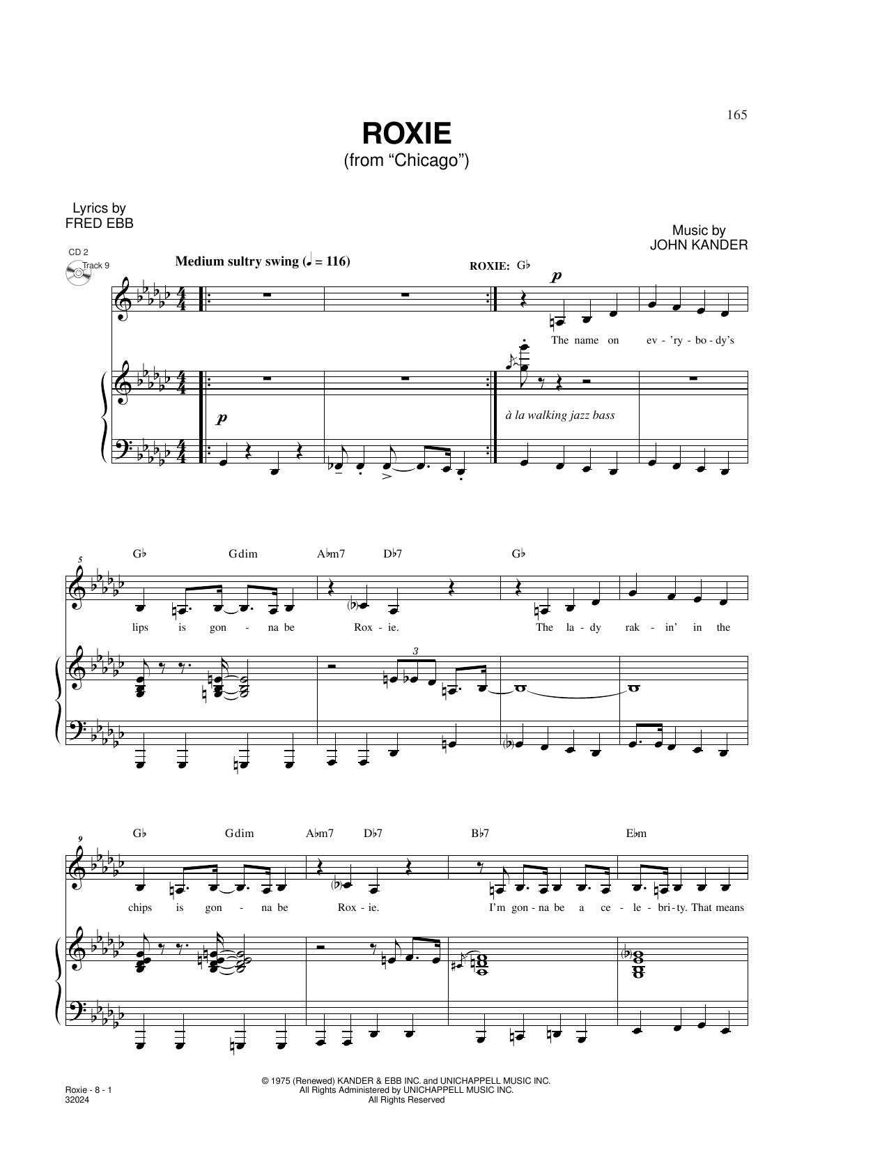 Download Kander & Ebb Roxie (from Chicago) Sheet Music and learn how to play Piano & Vocal PDF digital score in minutes