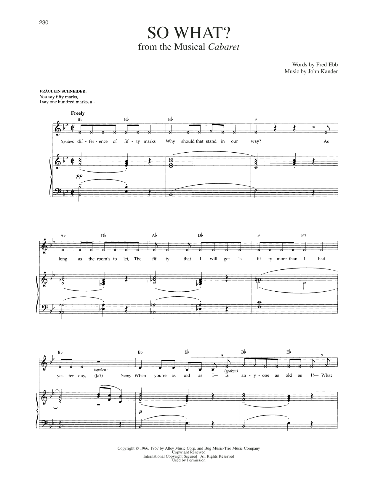Download Kander & Ebb So What? (from Cabaret) Sheet Music and learn how to play Piano & Vocal PDF digital score in minutes