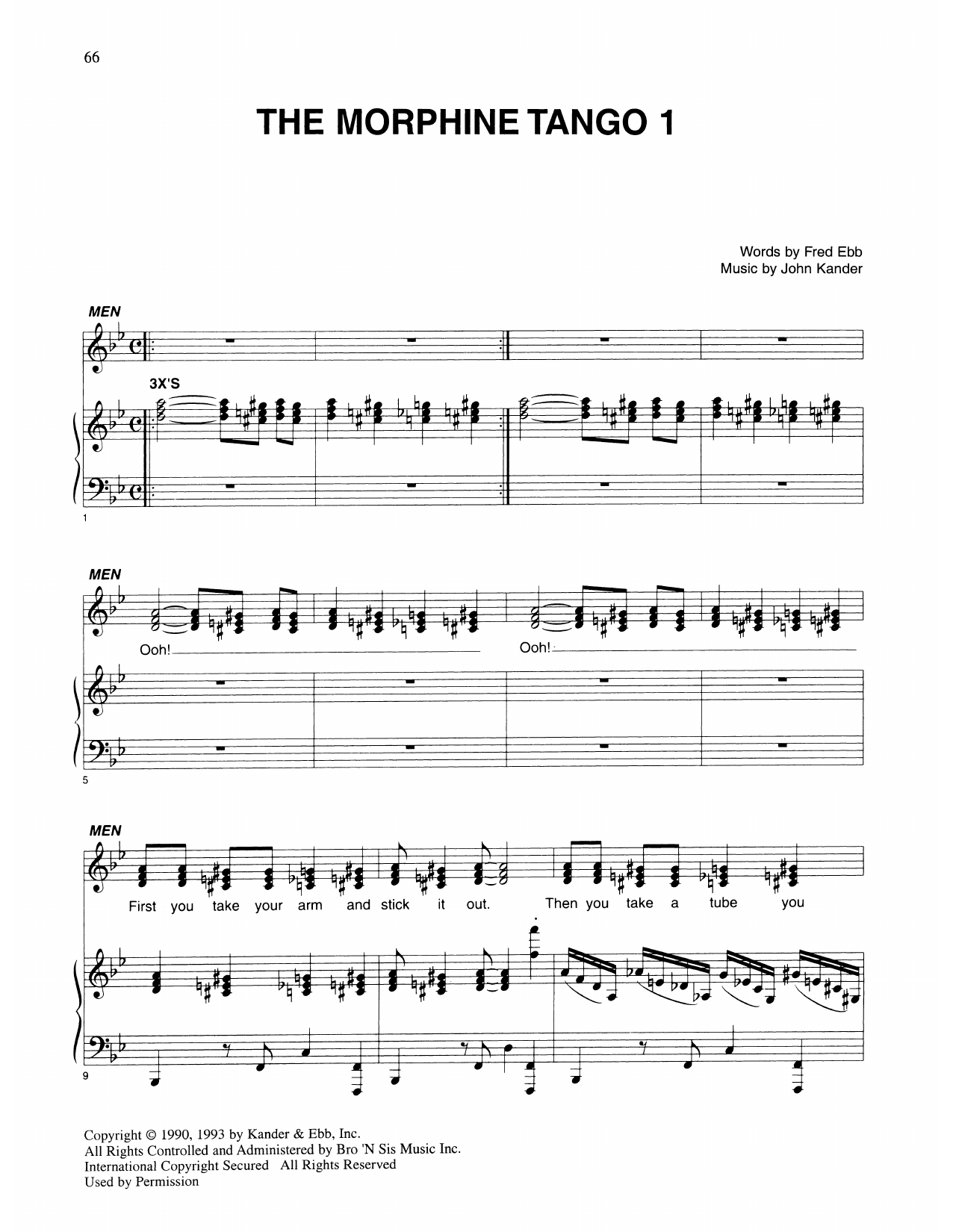 Download Kander & Ebb The Morphine Tango 1 (from Kiss Of The Spider Woman) Sheet Music and learn how to play Piano & Vocal PDF digital score in minutes