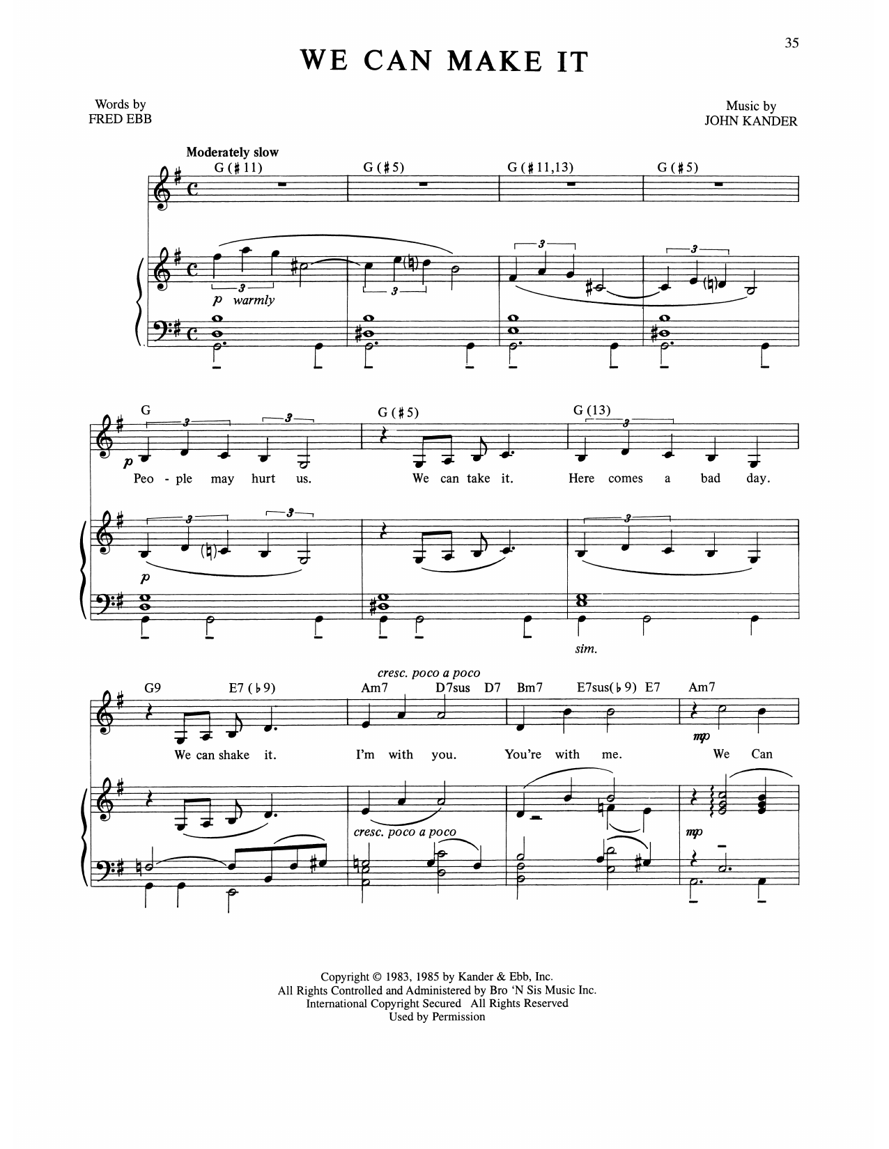 Download Kander & Ebb We Can Make It (from The Rink) Sheet Music and learn how to play Piano, Vocal & Guitar Chords (Right-Hand Melody) PDF digital score in minutes