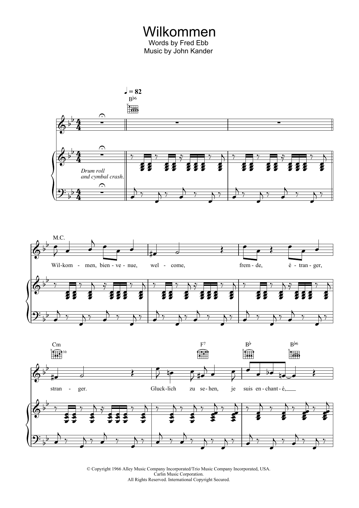 Download Kander & Ebb Willkommen (from Cabaret) Sheet Music and learn how to play Trumpet PDF digital score in minutes