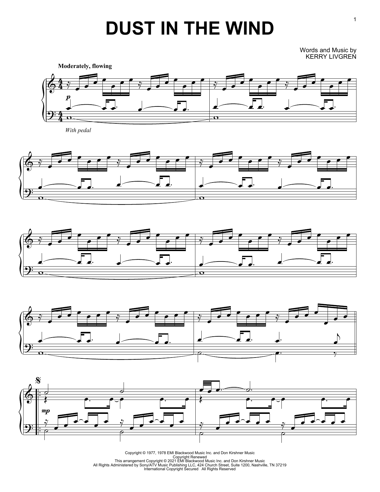 Download Kansas Dust In The Wind [Classical version] Sheet Music and learn how to play Piano Solo PDF digital score in minutes