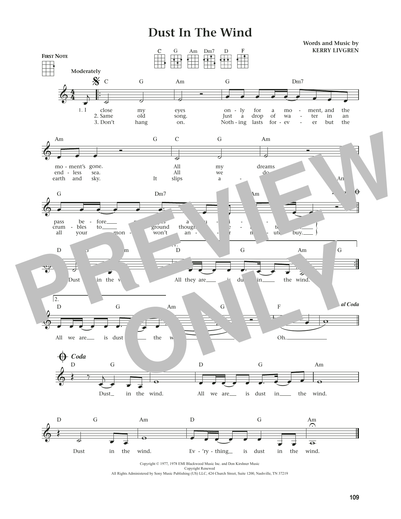 Download Kansas Dust In The Wind (from The Daily Ukulele) (arr. Jim Beloff) Sheet Music and learn how to play Ukulele PDF digital score in minutes