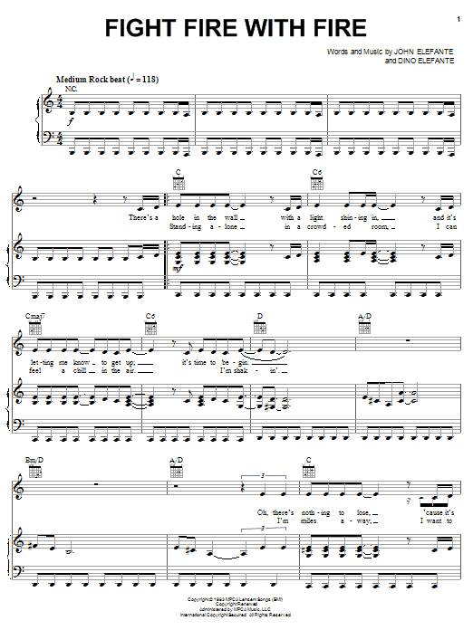 Download Kansas Fight Fire With Fire Sheet Music and learn how to play Guitar Tab PDF digital score in minutes