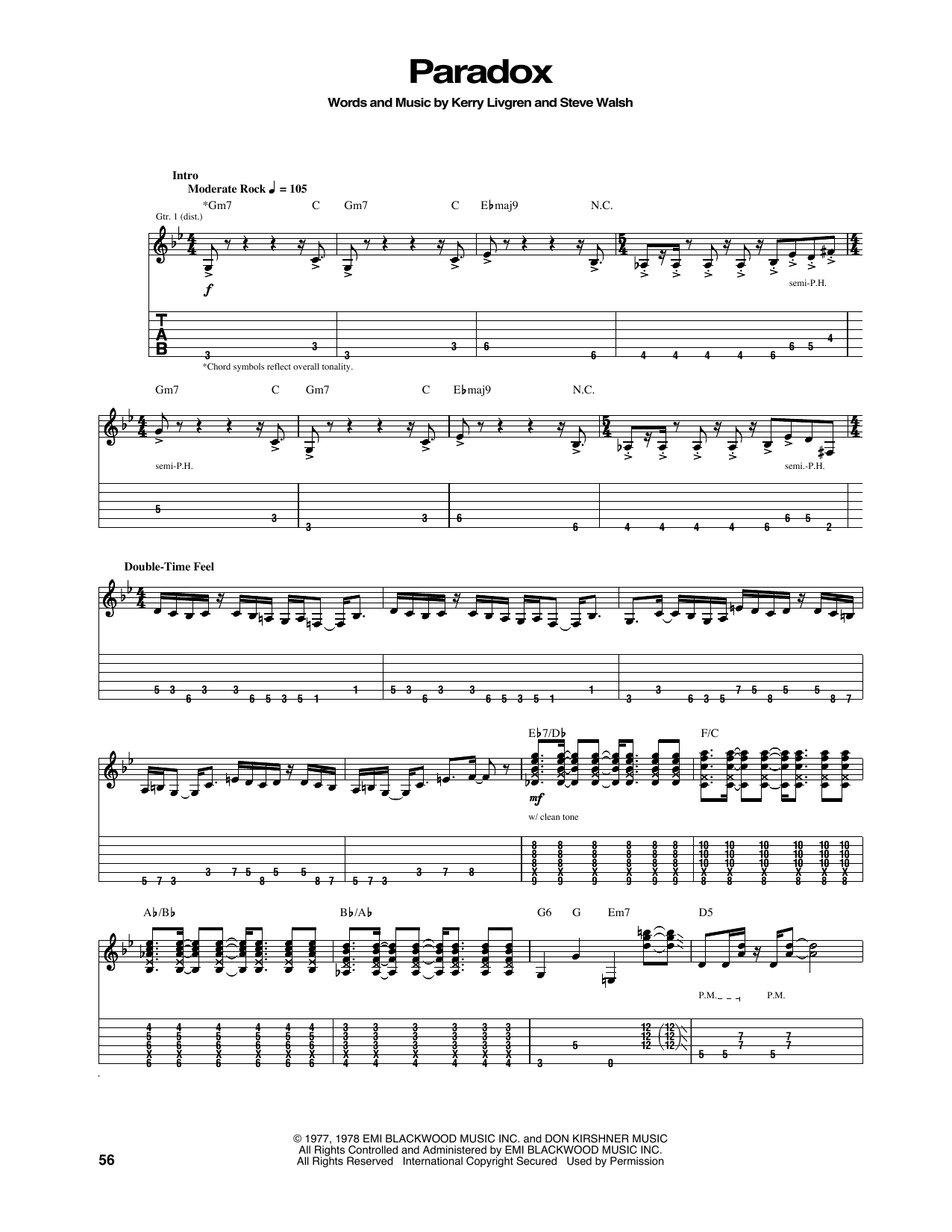 Download Kansas Paradox Sheet Music and learn how to play Guitar Tab PDF digital score in minutes
