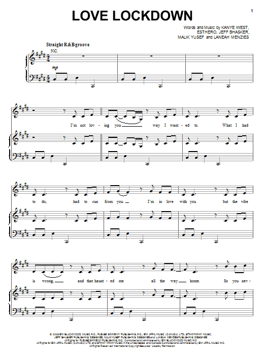 Download Kanye West Love Lockdown Sheet Music and learn how to play Piano, Vocal & Guitar (Right-Hand Melody) PDF digital score in minutes