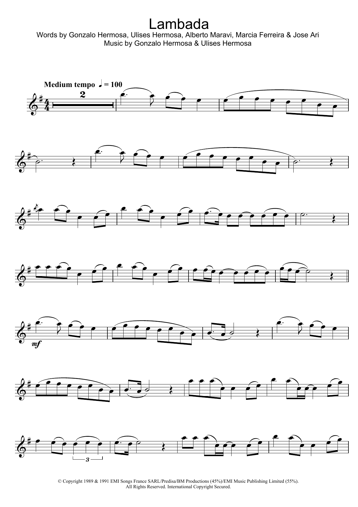 Download Kaoma Lambada Sheet Music and learn how to play Keyboard PDF digital score in minutes