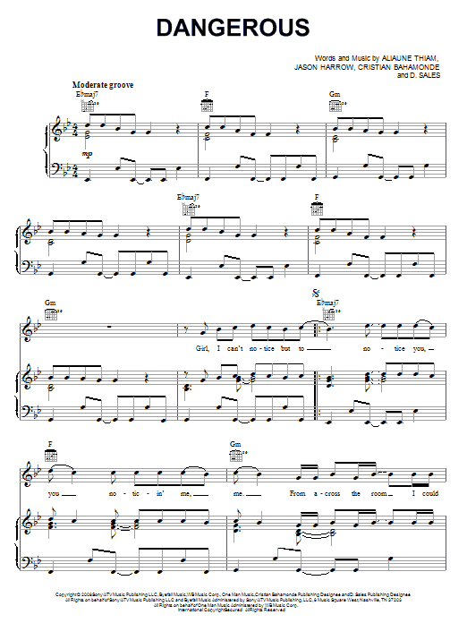 Download Kardinal Offishall Dangerous (feat. Akon) Sheet Music and learn how to play Piano, Vocal & Guitar (Right-Hand Melody) PDF digital score in minutes