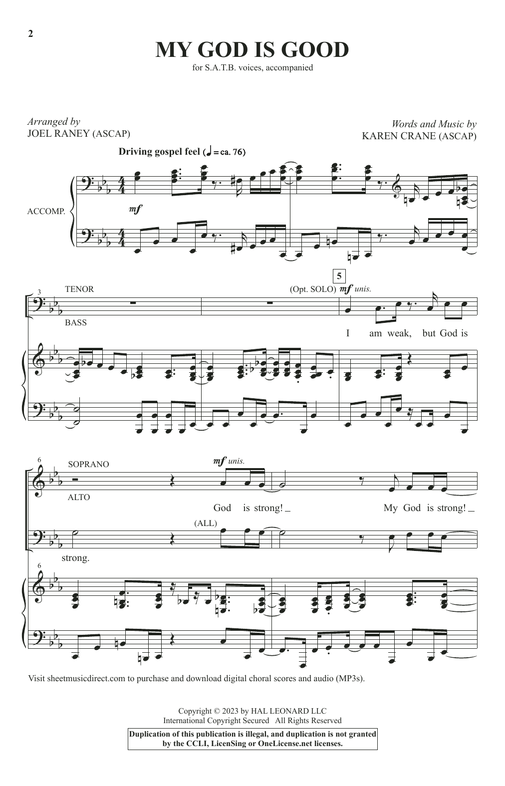 Download Karen Crane My God Is Good (arr. Joel Raney) Sheet Music and learn how to play SATB Choir PDF digital score in minutes