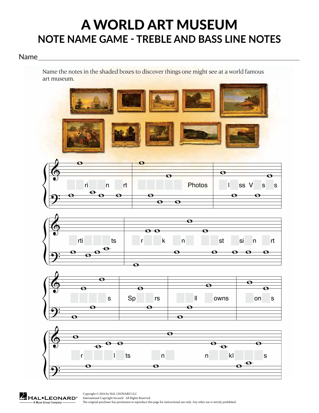 Download Karen Harrington Treble and Bass Line Notes Sheet Music and learn how to play Theory Worksheet PDF digital score in minutes