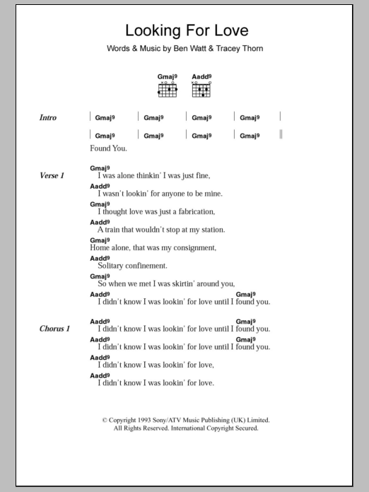 Download Karen Ramirez Looking For Love Sheet Music and learn how to play Lyrics & Chords PDF digital score in minutes