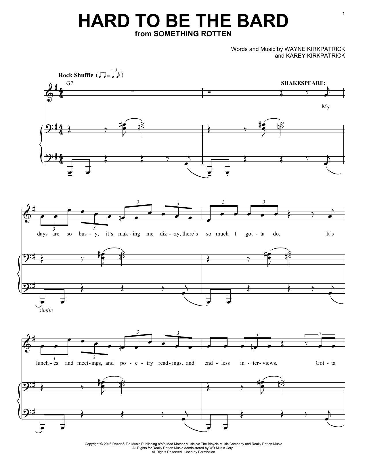Download Karey Kirkpatrick Hard To Be The Bard Sheet Music and learn how to play Melody Line, Lyrics & Chords PDF digital score in minutes