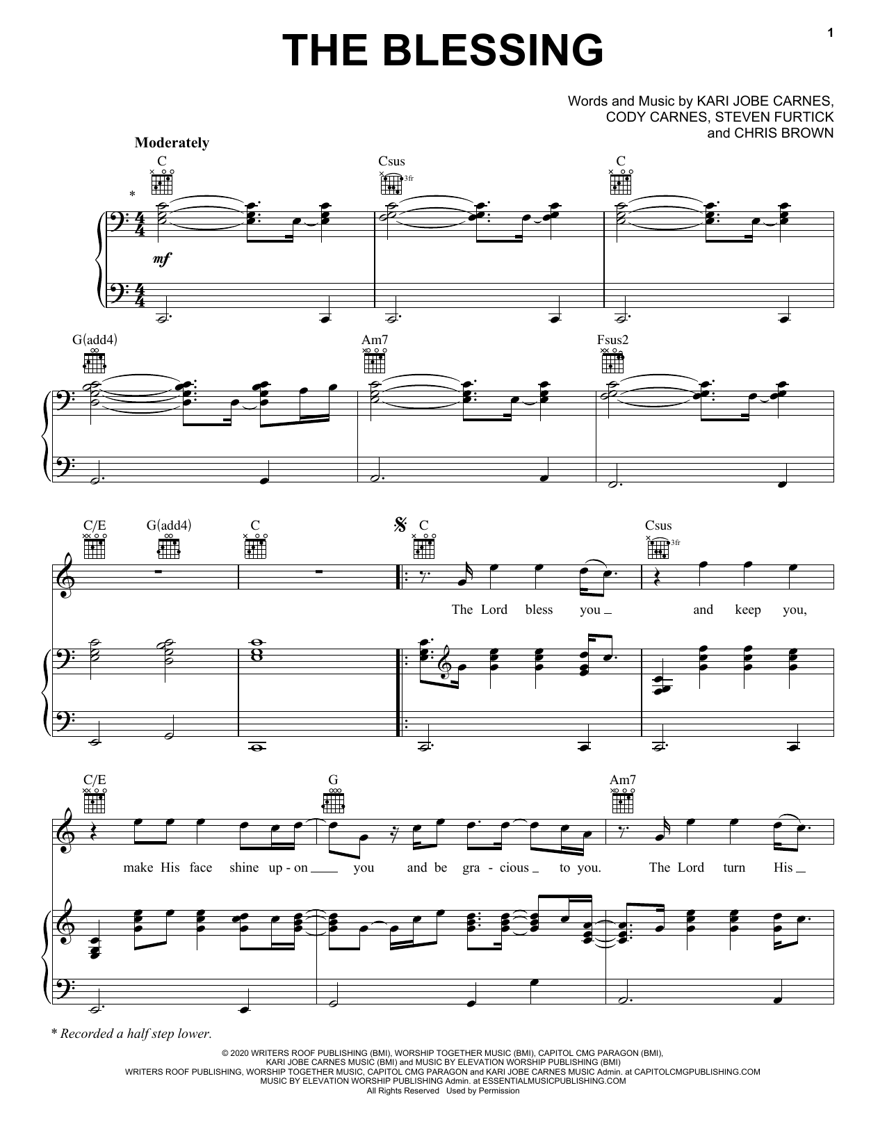 Download Kari Jobe, Cody Carnes & Elevation Worship The Blessing Sheet Music and learn how to play Instrumental Solo – Treble Clef High Range PDF digital score in minutes