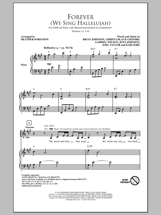 Download Brian Johnson Forever (We Sing Hallelujah) (arr. Heather Sorenson) Sheet Music and learn how to play SATB PDF digital score in minutes