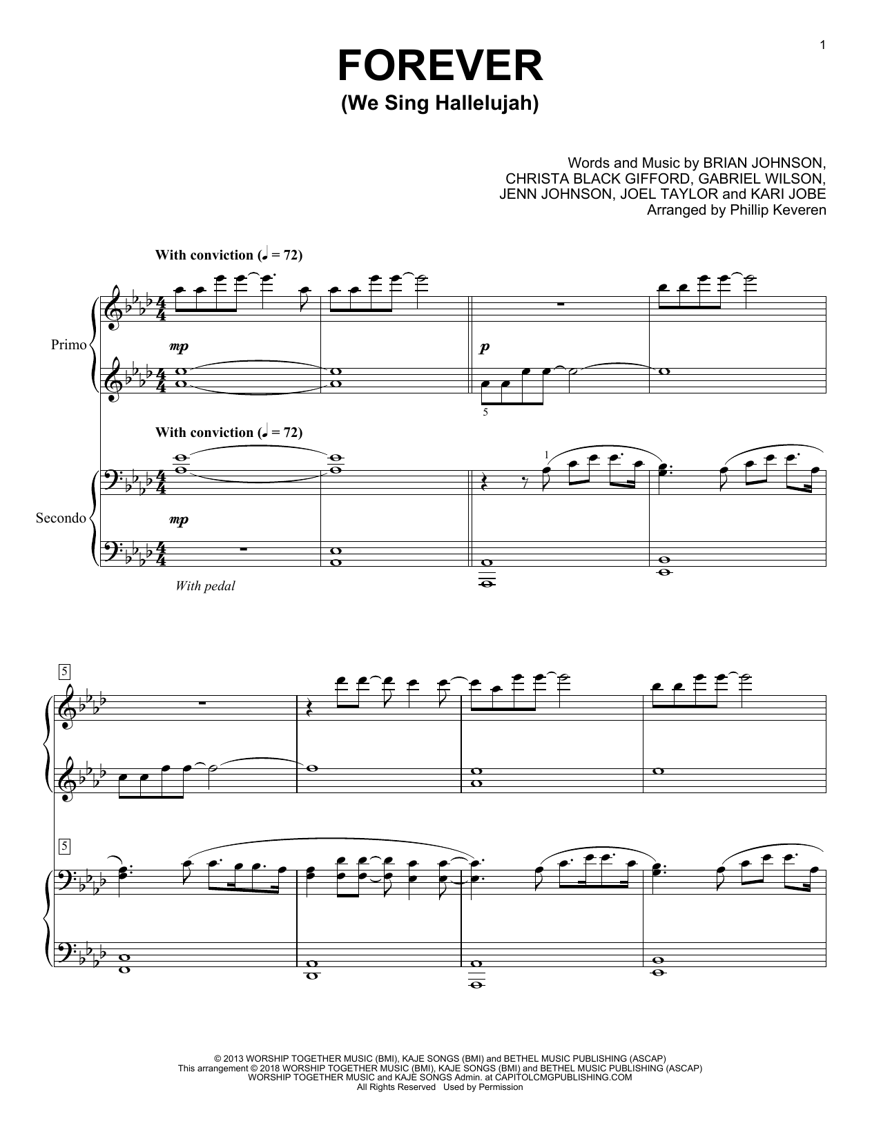 Download Phillip Keveren Forever (We Sing Hallelujah) Sheet Music and learn how to play Piano Duet PDF digital score in minutes