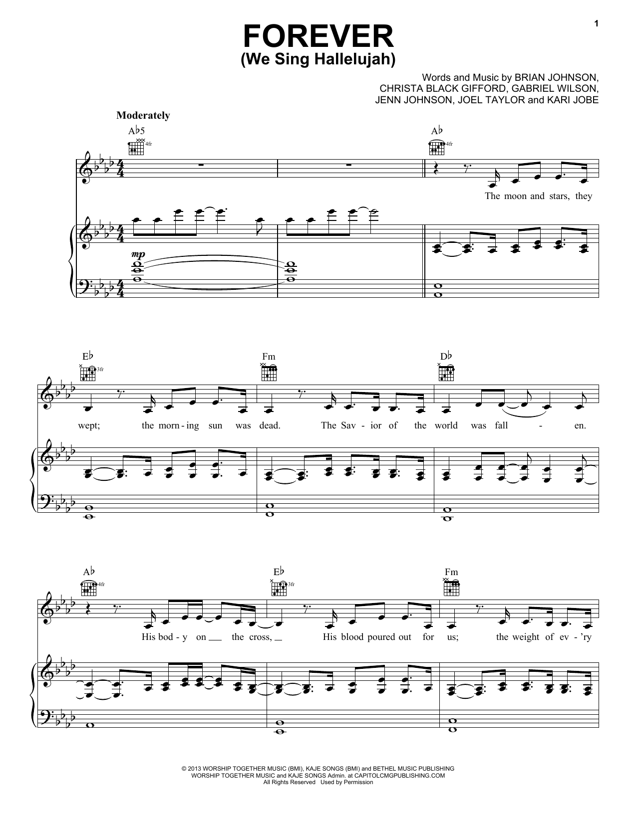 Download Kari Jobe Forever (We Sing Hallelujah) Sheet Music and learn how to play Piano, Vocal & Guitar (Right-Hand Melody) PDF digital score in minutes