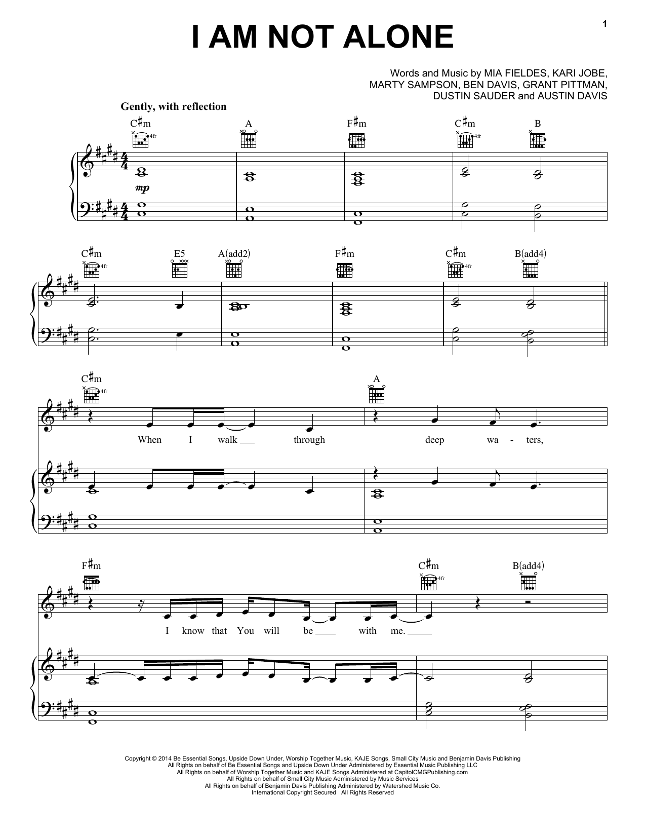 Download Kari Jobe I Am Not Alone Sheet Music and learn how to play Piano, Vocal & Guitar (Right-Hand Melody) PDF digital score in minutes