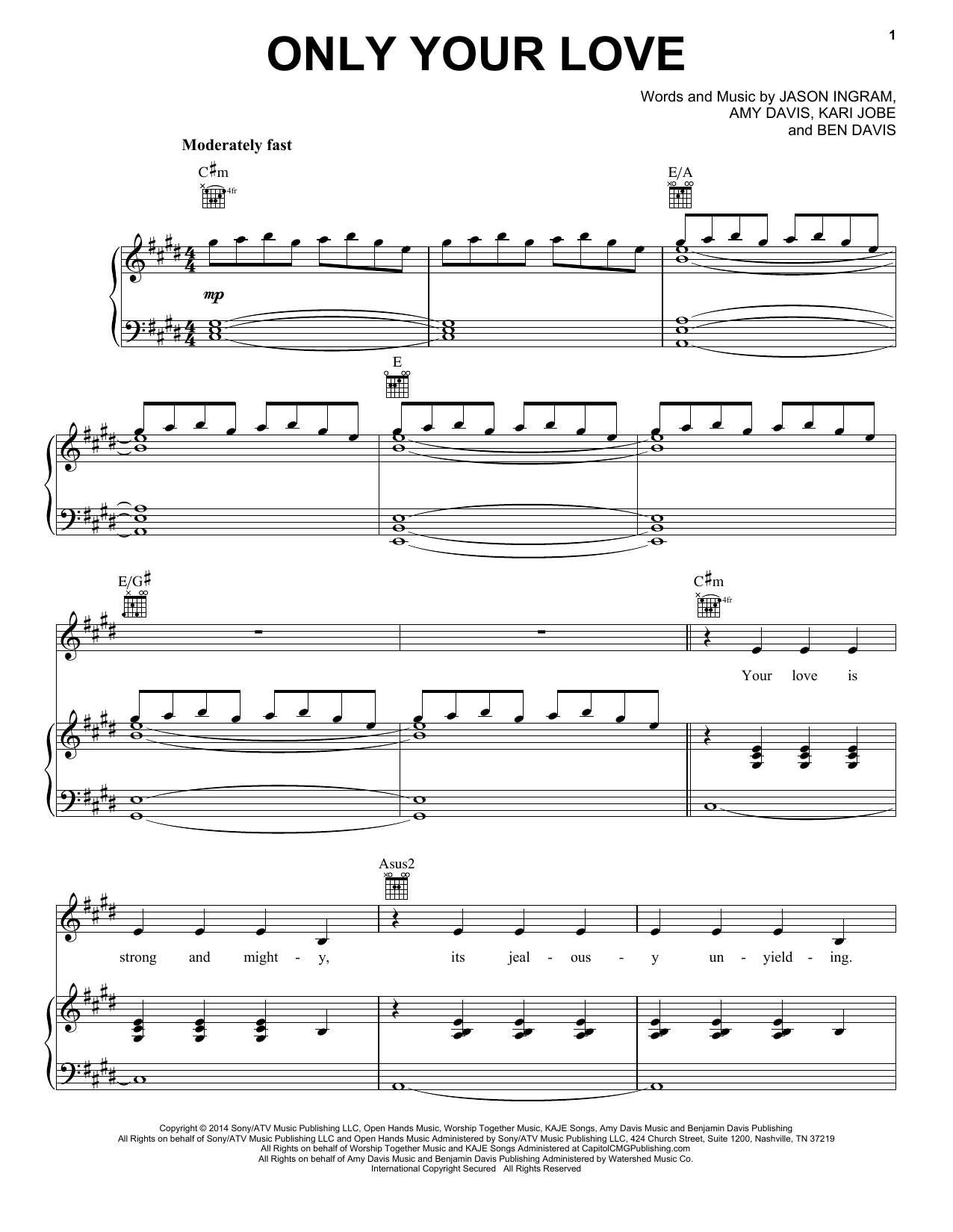 Download Kari Jobe Only Your Love Sheet Music and learn how to play Piano, Vocal & Guitar (Right-Hand Melody) PDF digital score in minutes