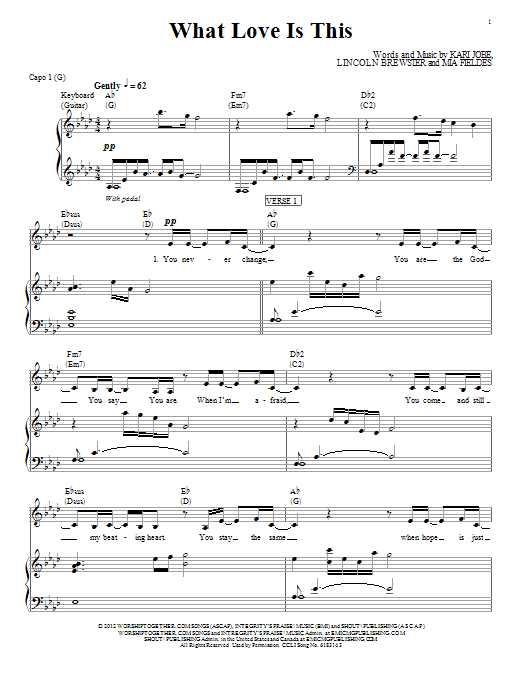 Download Kari Jobe What Love Is This Sheet Music and learn how to play Piano, Vocal & Guitar (Right-Hand Melody) PDF digital score in minutes