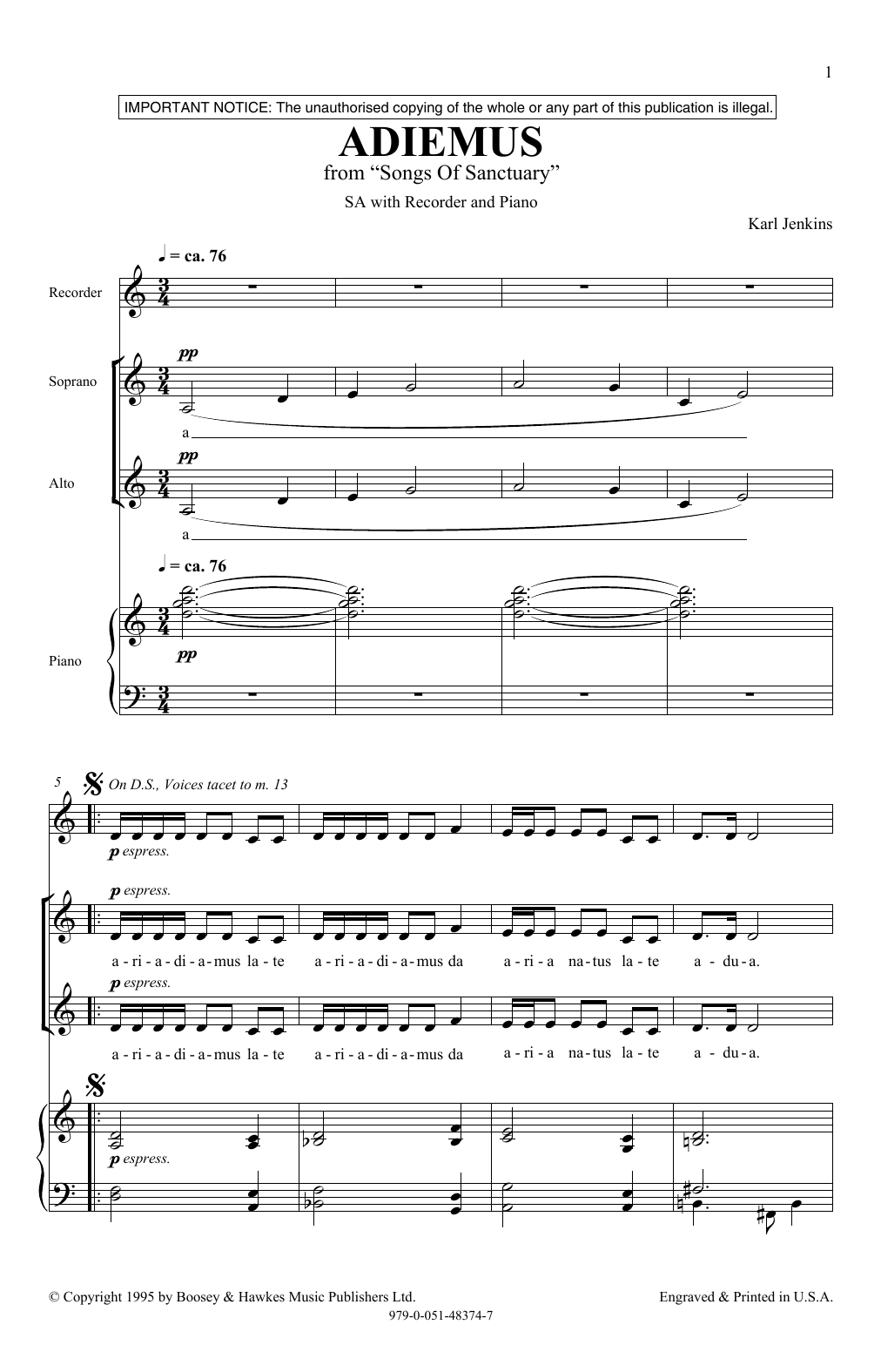 Download Emily Crocker Adiemus Sheet Music and learn how to play 2-Part Choir PDF digital score in minutes