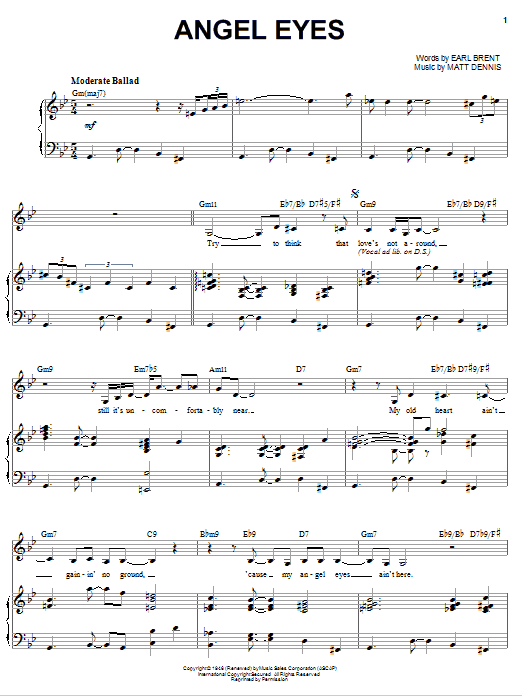 Download Karrin Allyson Angel Eyes Sheet Music and learn how to play Piano, Vocal & Guitar (Right-Hand Melody) PDF digital score in minutes