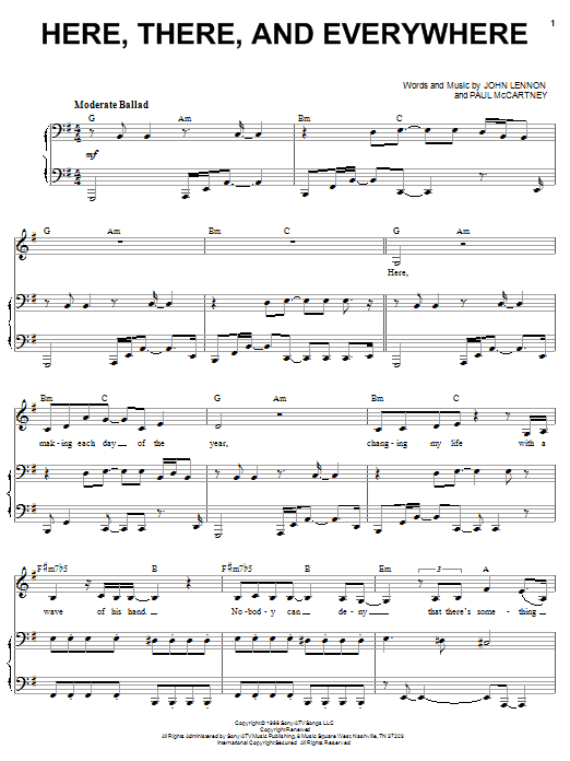 Download Karrin Allyson Here, There And Everywhere Sheet Music and learn how to play Piano, Vocal & Guitar (Right-Hand Melody) PDF digital score in minutes