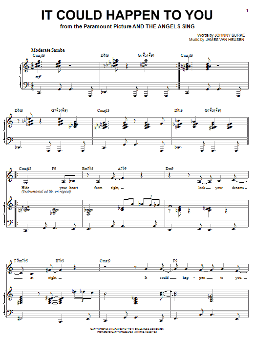 Download Karrin Allyson It Could Happen To You Sheet Music and learn how to play Piano, Vocal & Guitar (Right-Hand Melody) PDF digital score in minutes