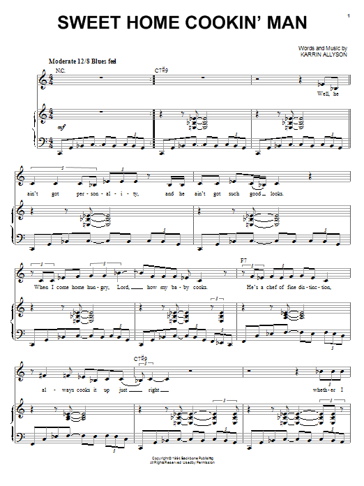Download Karrin Allyson Sweet Home Cookin' Man Sheet Music and learn how to play Piano & Vocal PDF digital score in minutes