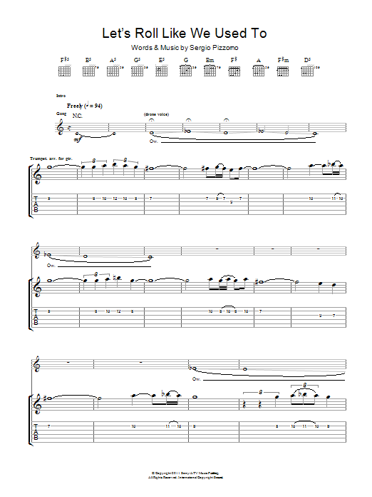 Download Kasabian Let's Roll Just Like We Used To Sheet Music and learn how to play Guitar Tab PDF digital score in minutes