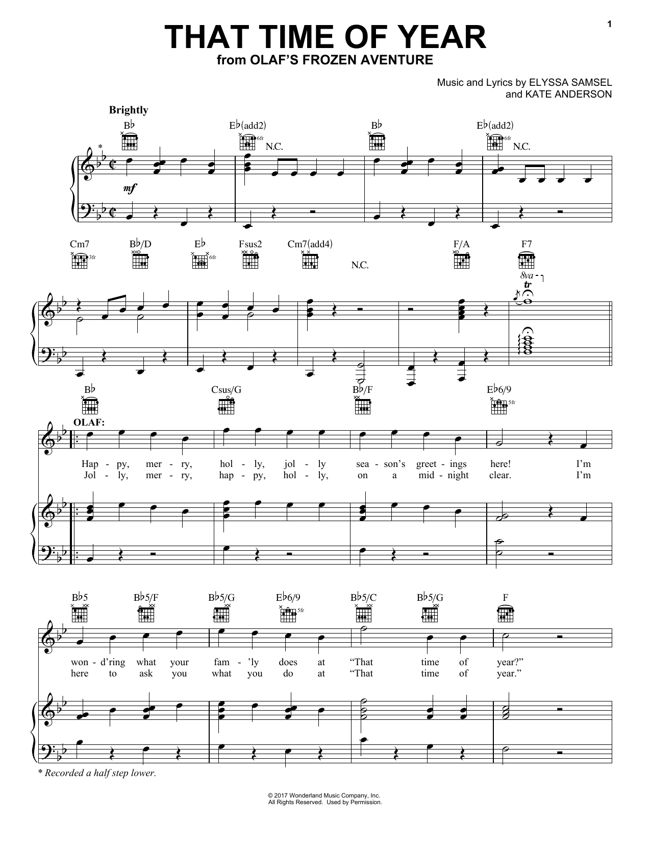 Download Kate Anderson That Time Of Year Sheet Music and learn how to play Easy Piano PDF digital score in minutes