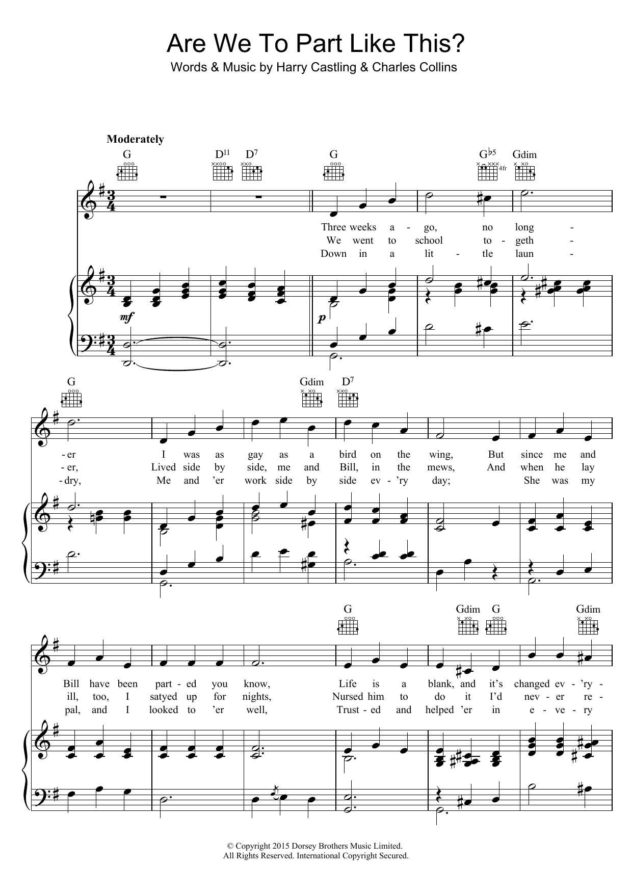 Download Kate Carney Are We To Part Like This? Sheet Music and learn how to play Piano, Vocal & Guitar (Right-Hand Melody) PDF digital score in minutes