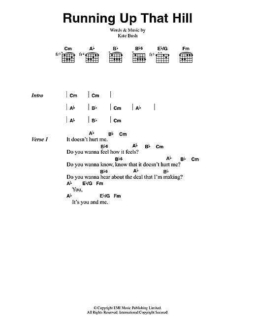 Download Kate Bush Sheet Music and learn how to play Piano, Vocal & Guitar Chords (Right-Hand Melody) PDF score in minutes