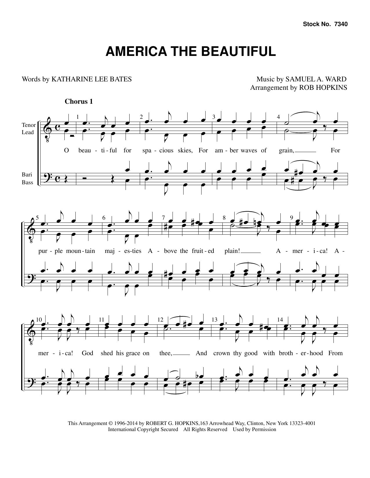 Download Katharine Lee Bates America, The Beautiful (arr. Rob Hopkins) Sheet Music and learn how to play SATB Choir PDF digital score in minutes