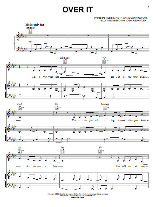 Download Katharine McPhee Over It Sheet Music and learn how to play Piano, Vocal & Guitar (Right-Hand Melody) PDF digital score in minutes