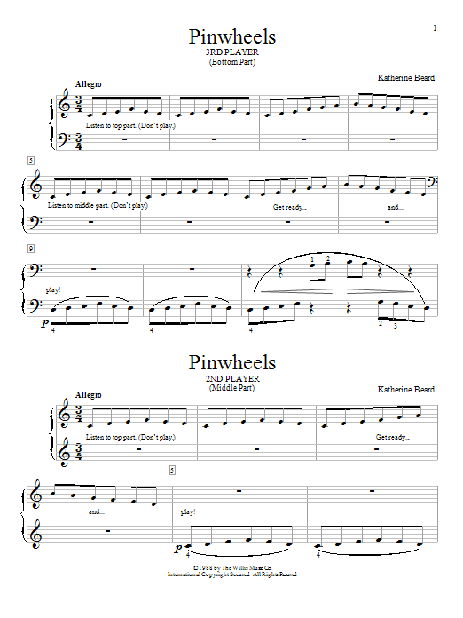 Download Katherine Beard Pinwheels Sheet Music and learn how to play Piano Duet PDF digital score in minutes