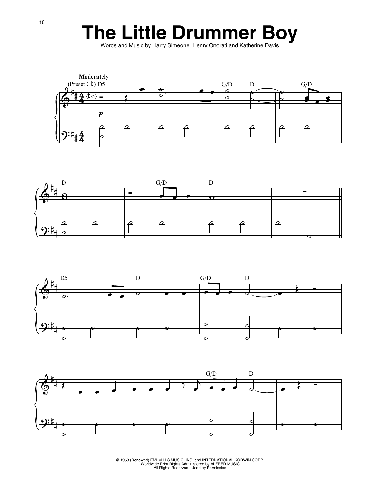 Download Katherine Davis The Little Drummer Boy (arr. Maeve Gilchrist) Sheet Music and learn how to play Harp PDF digital score in minutes