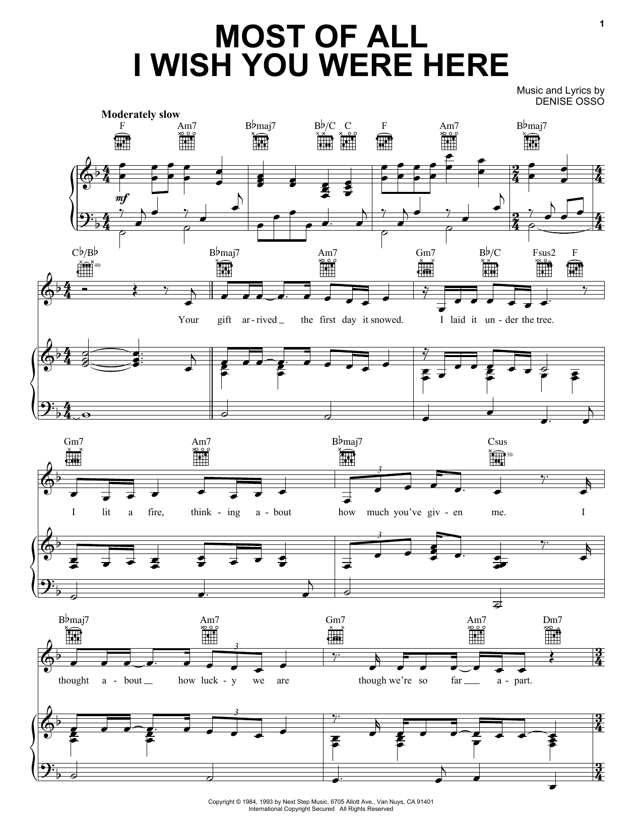Download Kathie Lee Gifford Most Of All I Wish You Were Here Sheet Music and learn how to play Piano, Vocal & Guitar (Right-Hand Melody) PDF digital score in minutes