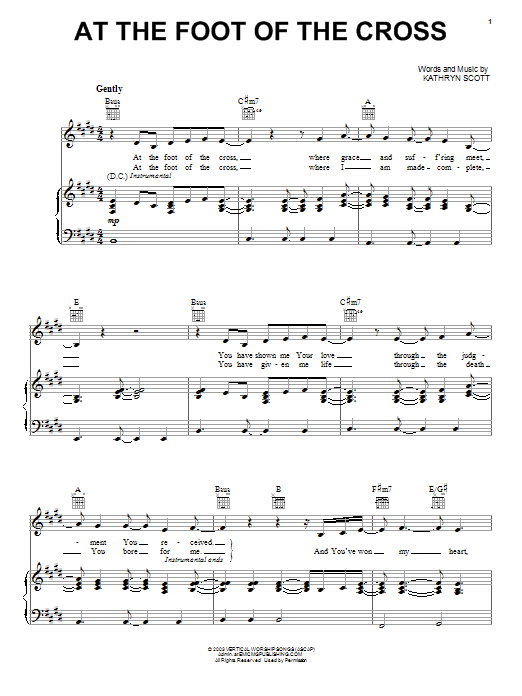 Download Kathryn Scott At The Foot Of The Cross Sheet Music and learn how to play Piano, Vocal & Guitar (Right-Hand Melody) PDF digital score in minutes