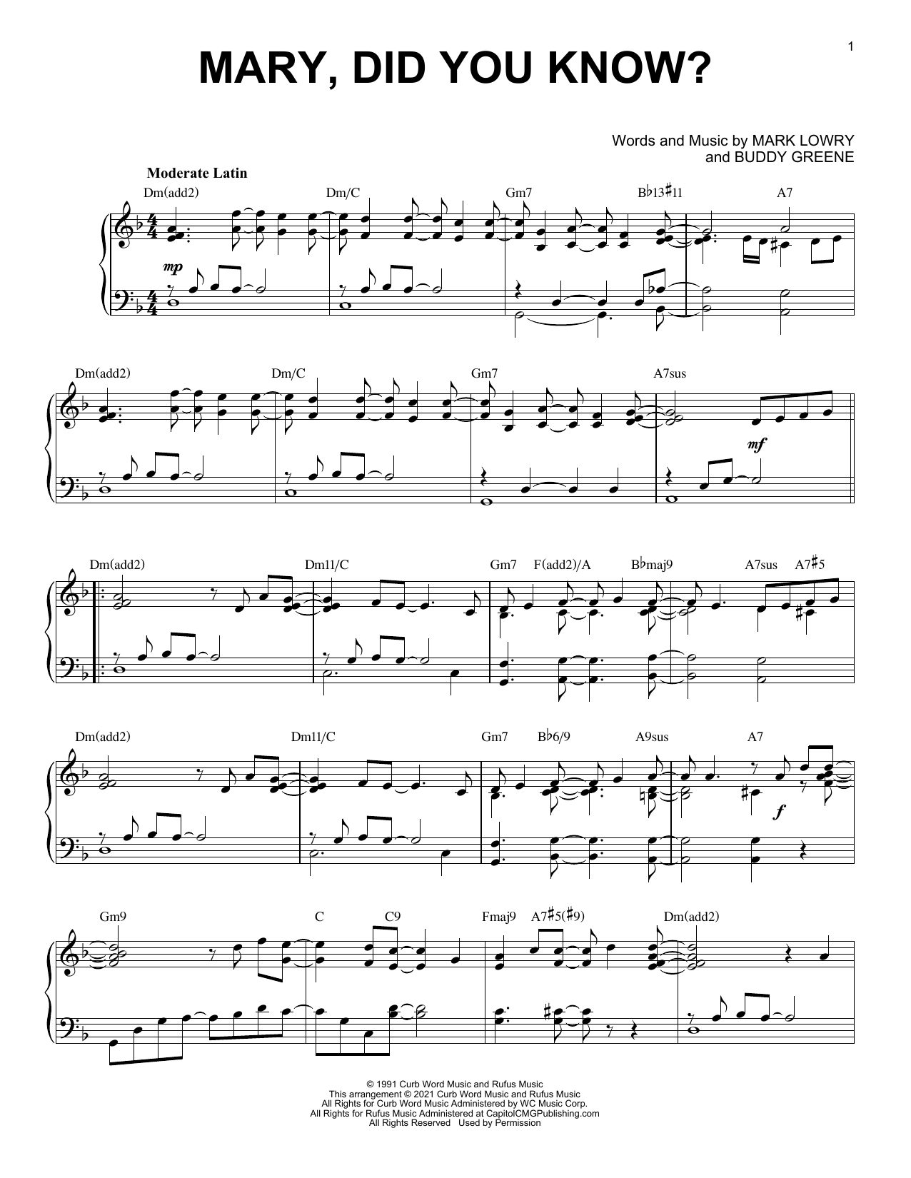 Download Kathy Mattea Mary, Did You Know? [Jazz version] (arr. Brent Edstrom) Sheet Music and learn how to play Piano Solo PDF digital score in minutes