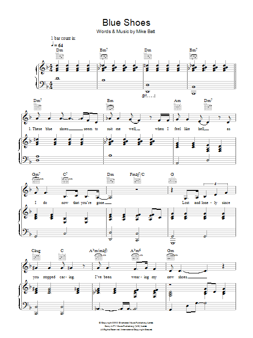Download Katie Melua Blue Shoes Sheet Music and learn how to play Piano, Vocal & Guitar PDF digital score in minutes
