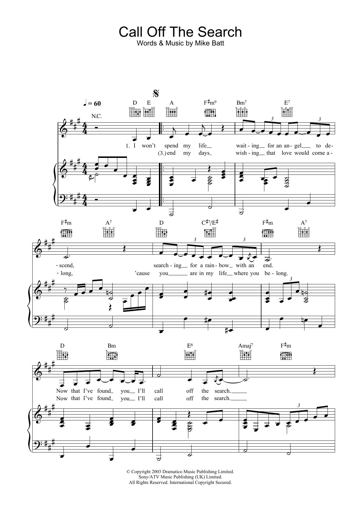 Download Katie Melua Call Off The Search Sheet Music and learn how to play Piano PDF digital score in minutes