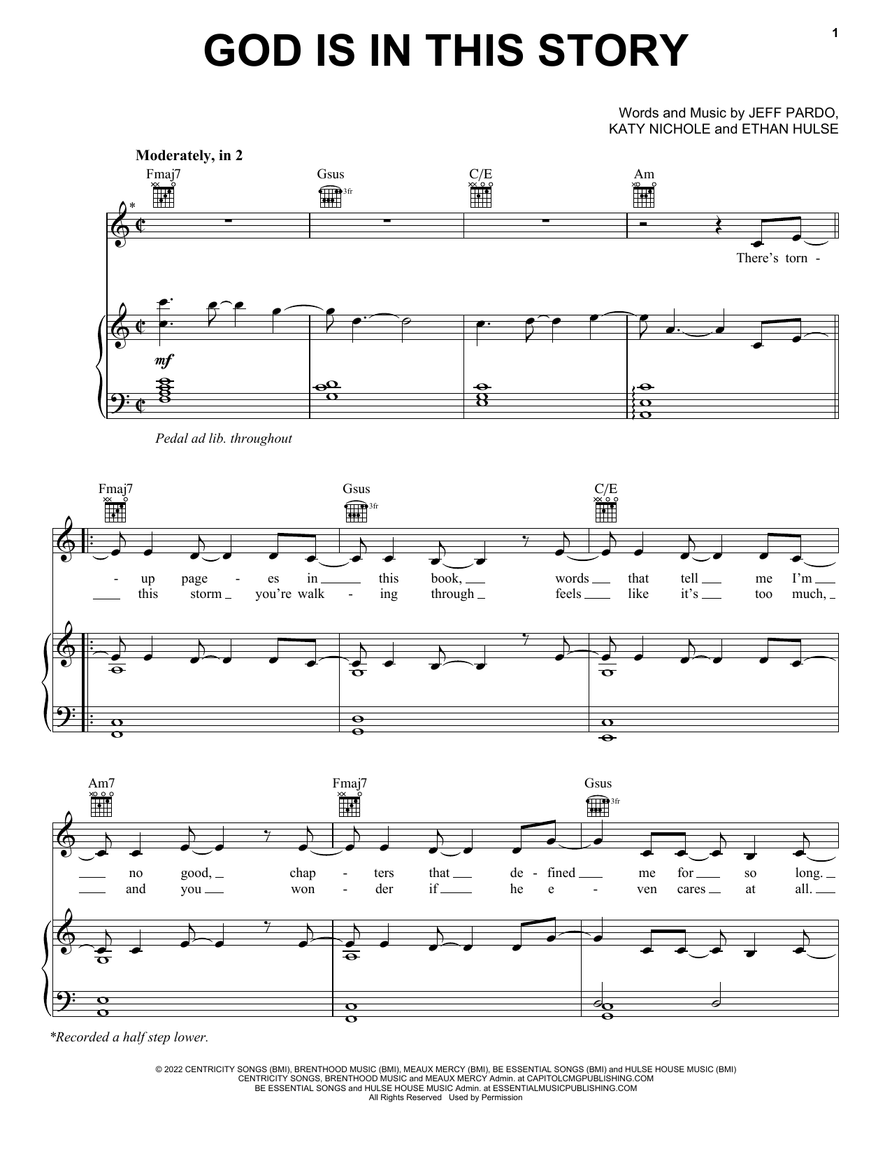 Download Katy Nichole & Big Daddy Weave God Is In This Story Sheet Music and learn how to play Piano, Vocal & Guitar Chords (Right-Hand Melody) PDF digital score in minutes