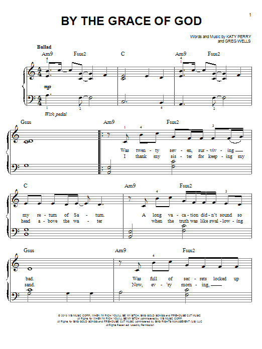 Download Katy Perry By The Grace Of God Sheet Music and learn how to play Easy Piano PDF digital score in minutes