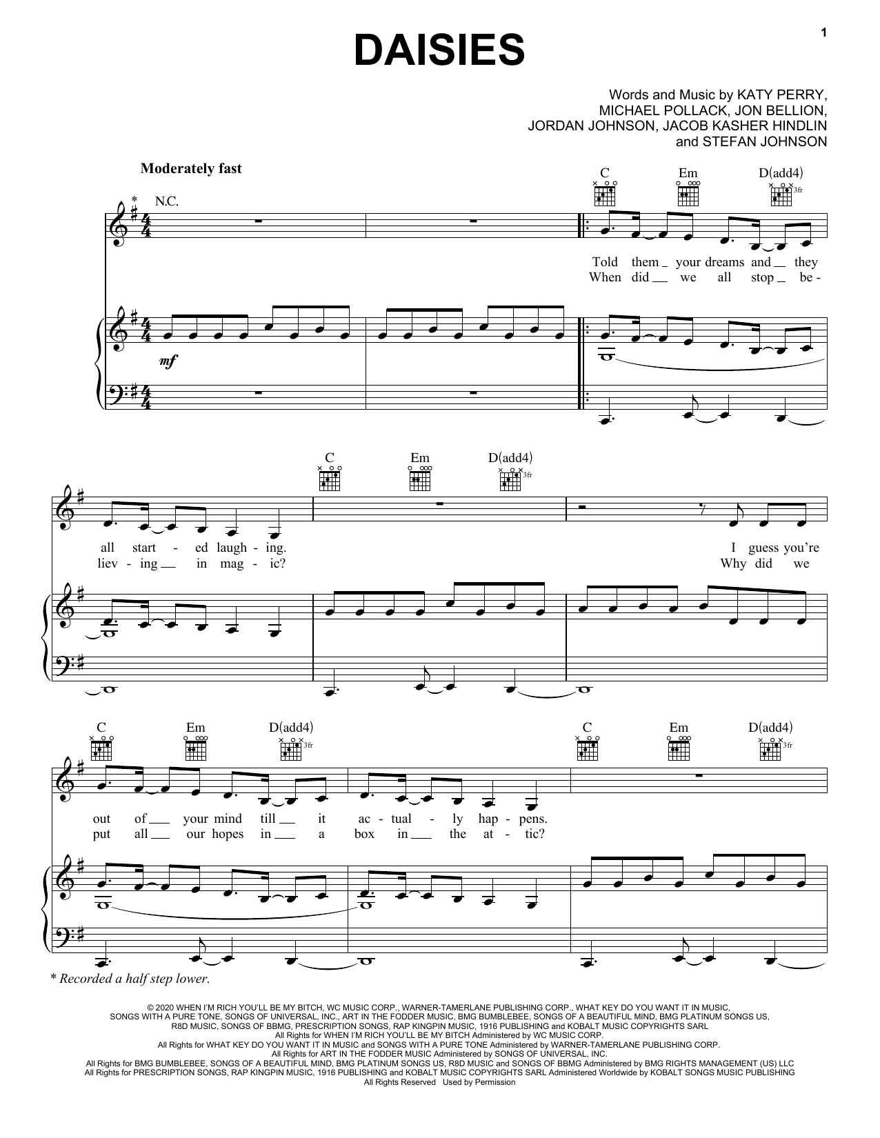 Download Katy Perry Daisies Sheet Music and learn how to play Ukulele PDF digital score in minutes