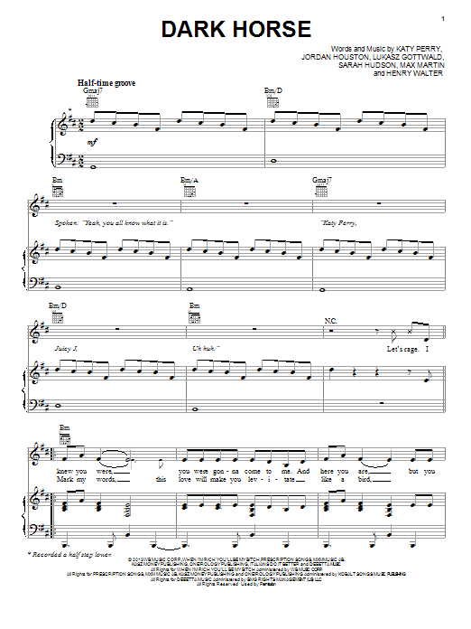 Download Katy Perry Dark Horse Sheet Music and learn how to play Easy Guitar PDF digital score in minutes