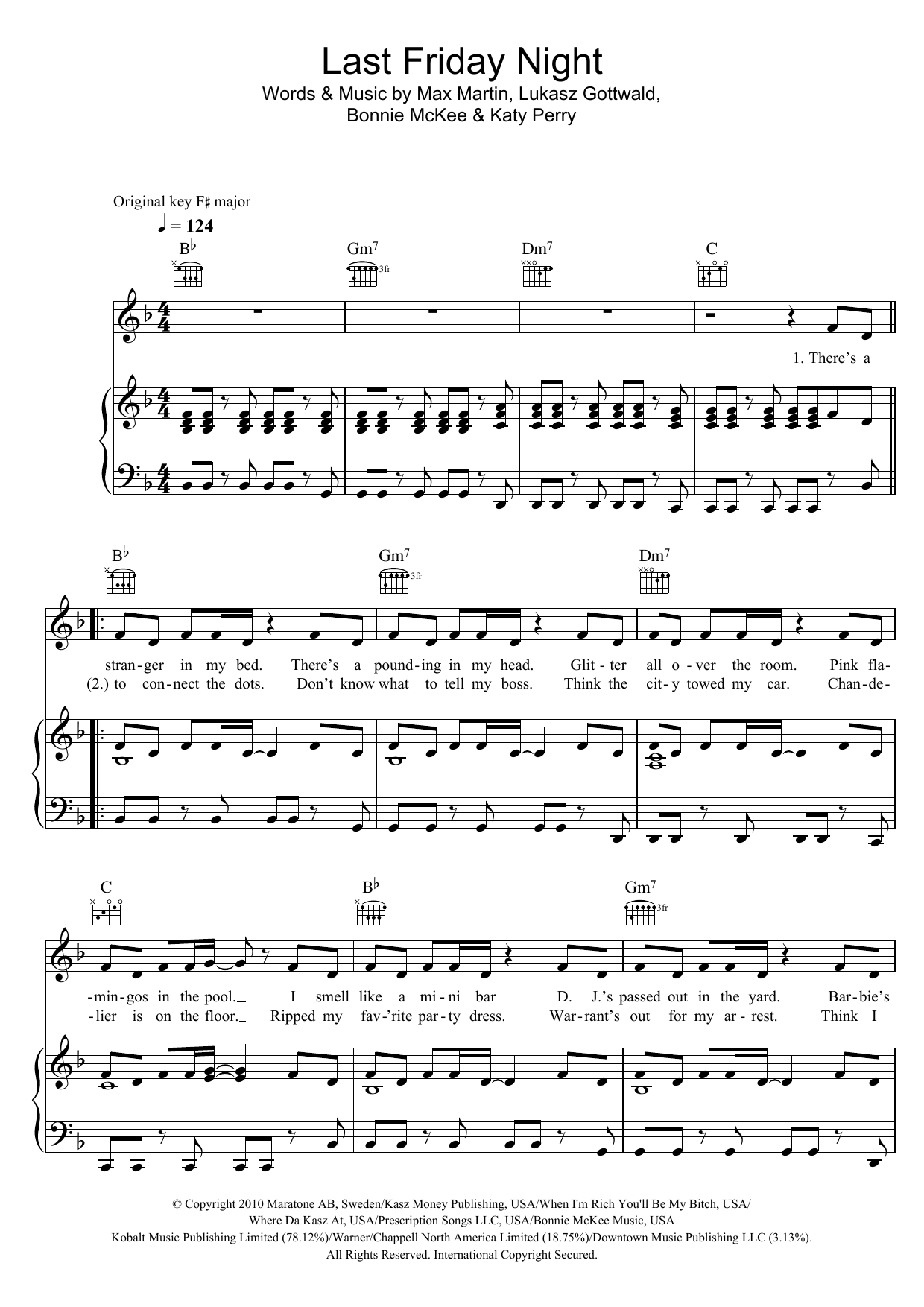 Download Katy Perry Last Friday Night Sheet Music and learn how to play Clarinet PDF digital score in minutes