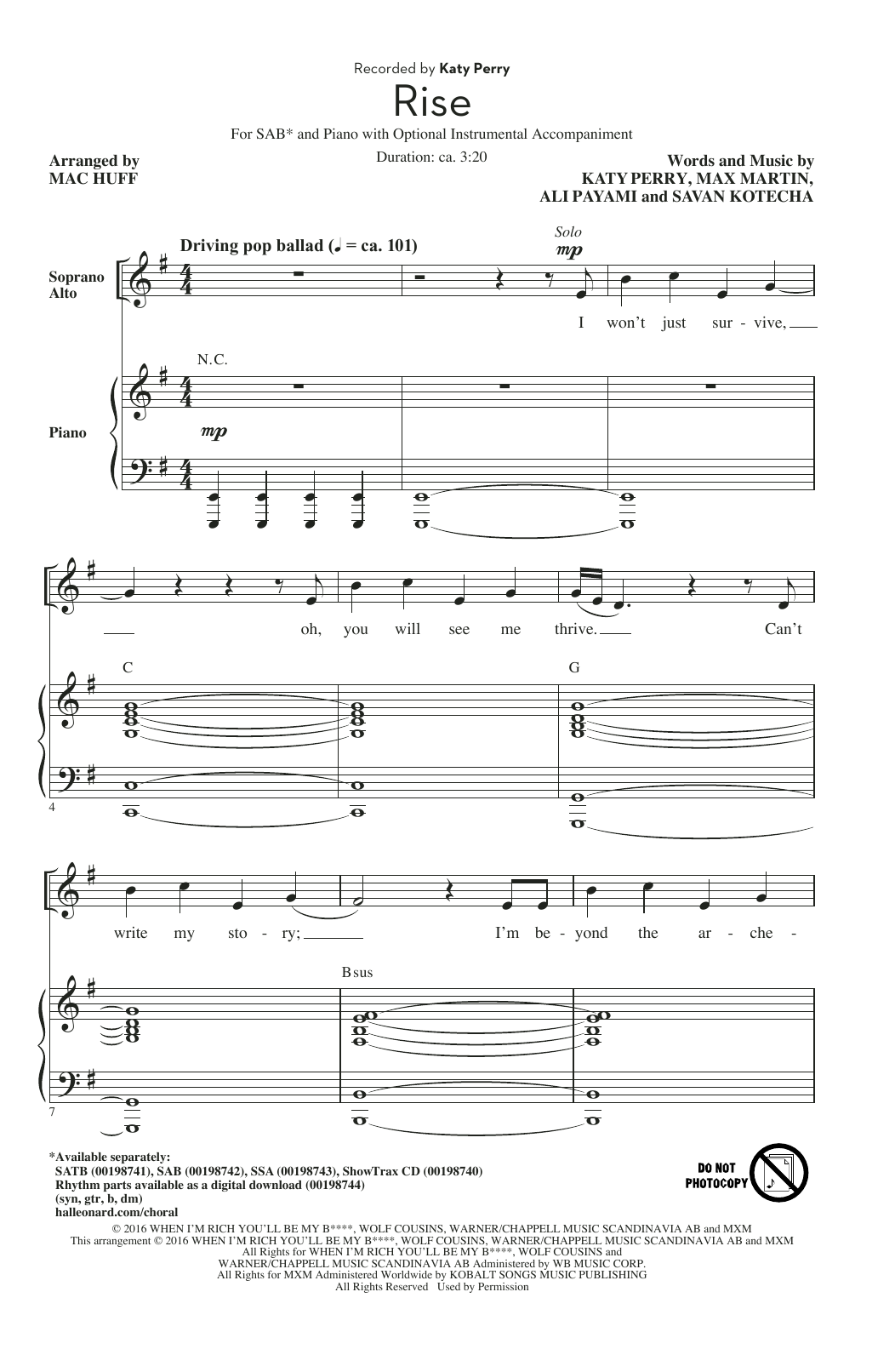 Download Mac Huff Rise Sheet Music and learn how to play SATB PDF digital score in minutes