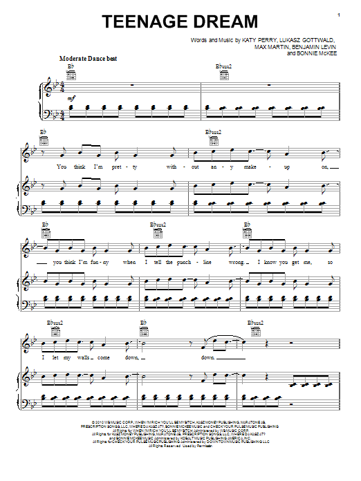 Download Katy Perry Teenage Dream Sheet Music and learn how to play Alto Saxophone PDF digital score in minutes