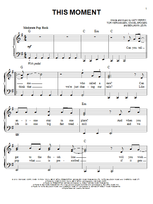 Download Katy Perry This Moment Sheet Music and learn how to play Easy Piano PDF digital score in minutes